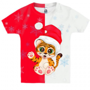 Детская 3D футболка Новогодний тигренок