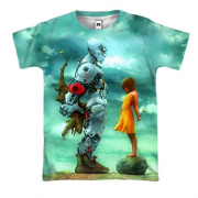 3D футболка Робот и девочка Любовь