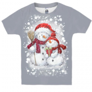 Детская 3D футболка со снеговичками