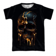 3D футболка с черно-золотым черепом