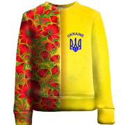 Дитячий 3D світшот з петриківським розписом і гербом України (2)