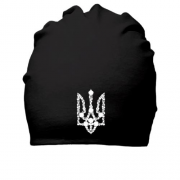 Бавовняна шапка із чорно-білим квітковим гербом України